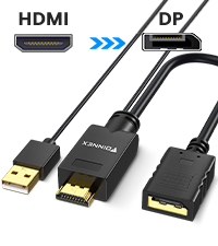 8K HDMI to DisplayPort Adapter, Active HDMI 2.1 to DP 1.4 Converter with USB Power, 8K@30Hz 4K@120Hz