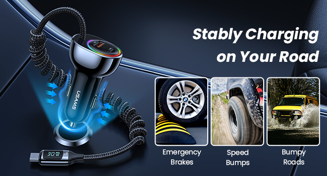 USB C Car Charger, 60W Super Fast Car Charger [PD 30W PPS & QC 3.0] Cigarette Lighter 12V/24V 