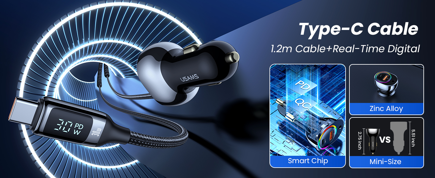 USB C Car Charger, 60W Super Fast Car Charger [PD 30W PPS & QC 3.0]