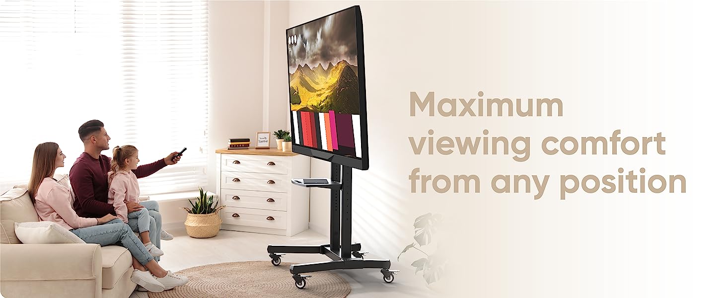 rolling tv stand 55 inch tv cart portable wheels mount 86 85