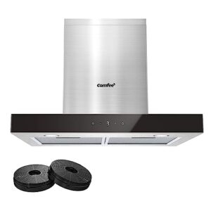 COMFEE' 60 cm Chimney Cooker Hood 60M77 Class A+++ Stainless Steel Extractor Hood with LED and Recirculating & Ducting System