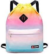 WANDF Drawstring Backpack String Bag Sackpack Cinch Water Resistant Nylon for Gym Shopping Sport ...