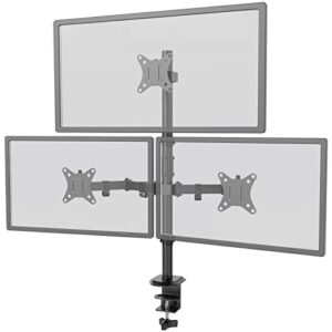 WORLDLIFT Triple Monitor Arm Height Adjustable 31.5 inch pole Max Load 19.8lbs Per Screen For Three 17-32 Screens Tilt +45°/-45° Swivel +90°/-90° Rotate 360° VESA 75x75/100x100 Desk Mount Stand