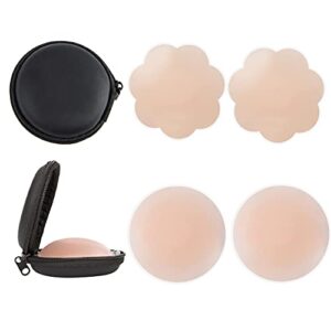 XJSGS Nipple Covers Womens Silicone Pasties Invisible Silicone Nipple Covers Reusable Adhesive Silicone Covers