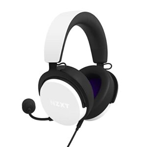 NZXT Relay Wired PC Gaming Headset - AP-WCB40-W2 -Hi-Res Audio Certified - DTS Headphone:X - 7.1 Surround Sound - Lightweight & Comfortable Design - Detachable Microphone - CAM Software - White