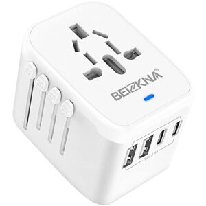 Universal Travel Adapter Worldwide Plug Adaptor with 2 USB-C 2 USB-A