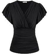 GRACE KARIN Women Flattering Transparent Long Sleeve Tops Classy Delicate Floral Embroidery V-Nec...