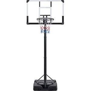 Yaheetech Basketball Hoop Net Set 10ft Height Adjustable Basketball Backboard Stand System 2.28M-3.03M with 2 Wheels & 44 Inch Backboard for Teens