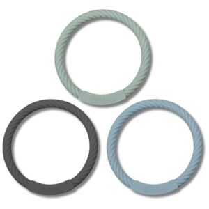 Bo-Bean - Silicone Baby Teether Bracelets | Set of 3 | Easy Grip Soft Teething Toy| | BPA Free Silicone | Irritated Gum Relief (Dark Grey/Ether/Sage)