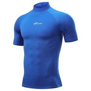 Sillitor Rash Vest Mens Short Sleeve Sun Protection Hign Neck Swimming Shirts for Men Watersport Base Layer Rash Guard for Wetsuit Surf Diving