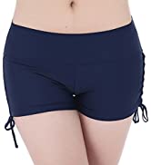 FLYILY Women's Swimming Costume Tummy Control Ruched Swimsuit Halter V Neck Padded One Piece