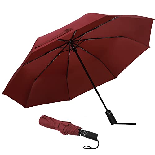 Amazon Brand - Eono Folding Umbrella Compact Travel Umbrella Strong Durable Rain Umbrella Portable Umbrella with Teflon Coating - Reinforced Canopy