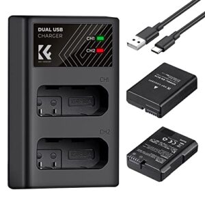 K&F Concept EN-EL14 Battery and Battery Charger for Nikon EN-EL14 EN-EL14a Battery Compatible with Nikon D3500 D5600 D3200 D3300 D3400 D5500 Coolpix P7800 P7700 P7200 P7100 P7000 (1050mAh*2)