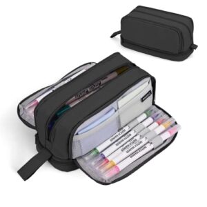 Howala Pencil Case Large Capacity Pencil Pouch for Girls Boys with 4 Compartments Multifunctional Pen Bag Stationery Organizer Office Makeup Bag Portable Pen Bag for Teenage Adult Women Men