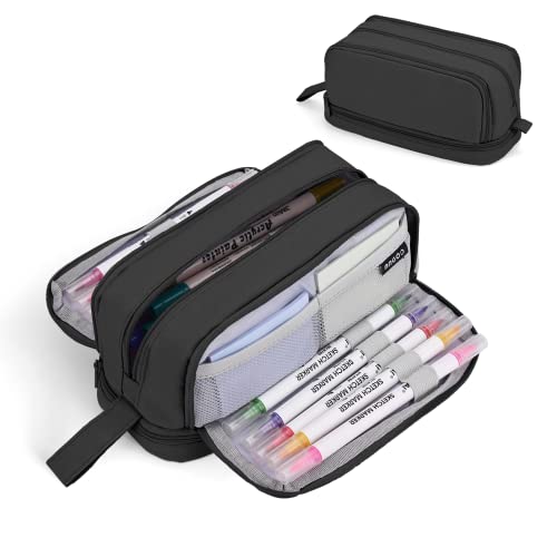 Howala Pencil Case Large Capacity Pencil Pouch for Girls Boys with 4 Compartments Multifunctional Pen Bag Stationery Organizer Office Makeup Bag Portable Pen Bag for Teenage Adult Women Men