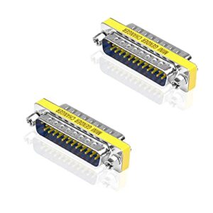 iYueMps 2 Pack DB25 Gender Changer DB25 Male to Male Coupler D-SUB 25Pin Connector RS232 25 Pin Data Transfer Port Adapte