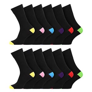 Socksmad 12 Pack Smart Mens Socks Breathable Patterned Plain & Black Socks Men Cotton Socks for Men Suitable for Work and Casual Wear Soft