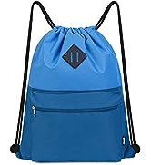 WANDF Drawstring Backpack Sports Gym Bag with Wet Compartment, Water-Resistant String Bag Cinch B...