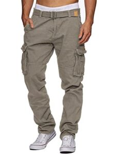 AlvaQ Cargo Work Trousers Mens Cotton Casual Work Pants for Men Outdoor Pants Camping Hiking Trousers Loose Fit Multi Pockets S-XXL