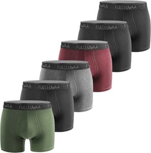Fullluwaa Boxer Shorts Mens (Pack of 6) Cotton Briefs Trunks Fitted Underwear Quick-Dry