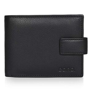 Amazon Brand - Eono 7 Credit Card Leather Wallet- RFID Slim Wallets with 2 ID &Coin Pocket (Black Smooth Nappa)