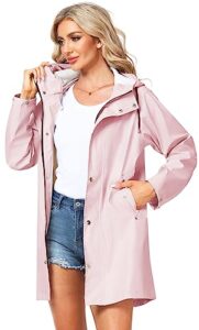 UNIQUEBELLA Raincoat for Women Rain Jackets Waterproof Breathable Windbreaker Outdoor Ladies Lightweight Coa