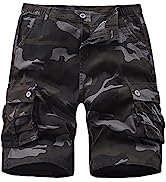 iCKER Mens Multi-Pocket Cotton Shorts Camo Cargo Shorts Loose Fit Camouflage Short