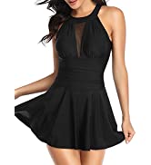 FLYILY Women's 2 Piece Tankini Swimsuits V-Neck Floral Print Tankini Tops Swimwear with Shorts Tu...