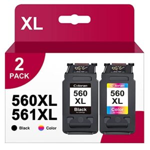 560XL 561XL High Yield Ink Cartridges Black and Tri-Colour Combo Pack Replacement for Canon PG-560XL CL-561XL 560 561 XL for Pixma TS5350 TS5351 TS5352 TS5353 TS7450 TS7451 (2-Pack)