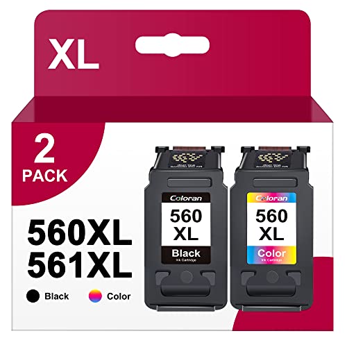 560XL 561XL High Yield Ink Cartridges Black and Tri-Colour Combo Pack Replacement for Canon PG-560XL CL-561XL 560 561 XL for Pixma TS5350 TS5351 TS5352 TS5353 TS7450 TS7451 (2-Pack)