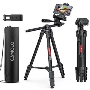 CAMOLO Phone Tripod,69.7” Camera Tripod with Extension Arm for Travel Aluminum Lightweight Tripod with Travel Bag Horizontal Arm Camera DSLR Tripod Video Photography for YouTube Vlog