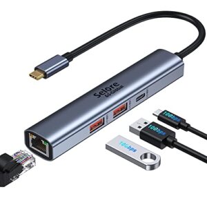 USB C Ethernet Adapter 10Gbps USB C Hub USB C to USB A C Adapter Gigabit RJ45