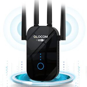 QLOCOM WiFi Extender Booster AC1200 WiFi Booster Range Extender Dual Band 5GHz & 2.4GHz Wireless Booster