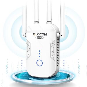 QLOCOM 2023 Newest WiFi Booster Range Extender 1200Mbps WiFi Extender Booster Dual Band 5GHz & 2.4GHz Wireless Signal Booster/Hotspot