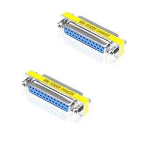 iYueMps 2 Pack DB25 Gender Changer DB25 Coupler D-SUB 25Pin Female to Female Connector RS232 25 Pin Data Transfer Port Adapte
