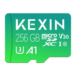 KEXIN Micro SD Card 256GB MicroSDXC UHS-I Memory Card 256GB + SD Adapter A1 V30 U3 Class 10 Full HD MicroSD Card 256GB Micro SD Card for Smartphones