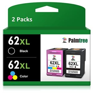Palmtree 62 XL Remanufactured for HP 62 Ink Cartridges Twin Pack HP62 HP 62XL for HP ENVY 5540 5640 5544 5546 5644 7640 5542 5646 5642 5547 HP OfficeJet 200 250 5740 5742 Printer(1 Black