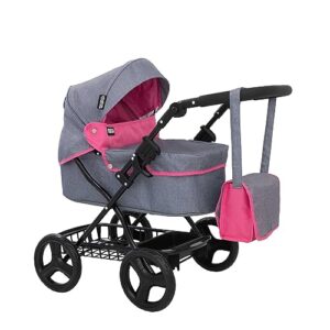 Mamas & Papas Ultima Pram | Includes Matching Changing Bag | Charcoal & Pink Childrens Toy Pushchair | Kids Travel System With Adjustable Hood | Pushchair & Pram Toys For Kids 3+