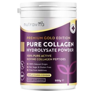 Collagen Powder 500g - Premium Gold Standard Bovine Collagen Peptides Powder - 50 Servings - Bovine Collagen Peptides Supplement with 8 Essential Amino Acids - Made in The UK by Nutravita