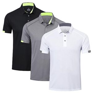 HUAKANG Men's Breathable Golf Polo Shirt Workout Polo Shirts Short Sleeve Sports Gym Tee Top Quick-Dry Polo Shi
