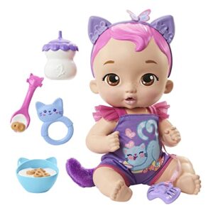 My Garden Baby Snack & Snuggle Baby Kitten Interactive Purple Doll(12-in) with 20+ Sounds and 5 Accessories