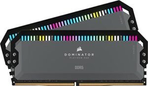 CORSAIR DOMINATOR PLATINUM RGB DDR5 RAM 32GB (2x16GB) 6000MHz CL30 AMD EXPO iCUE Compatible Computer Memory - Grey (CMT32GX5M2B6000Z30K)