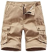 iCKER Mens Multi-Pocket Cotton Shorts Camo Cargo Shorts Loose Fit Camouflage Short