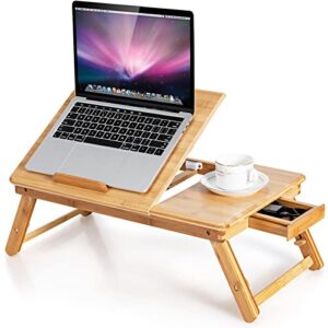 COSTWAY Bamboo Laptop Stand for Bed