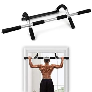 ZENO Pull Up Bar | Pull Up Bar for Doorway | Chin Up Bar with Padded Handles | Door Mounted Bar for Pull Ups | No Drilling Required | Black & Grey
