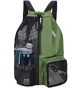 WANDF Swim Bag Mesh Drawstring Backpack with Wet Pocket for Swimming, Gym, and Workout Gear