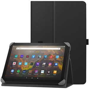 HoYiXi Universal Case for 9-10.1 inch Tablet Fire HD 10 2021/2023 & Fire HD 10 Plus 2021/2023 with Stand Folio and Hand Strap Protective Cover for 9"-10.1" Samsung Lenovo Huawei Tablet - Black