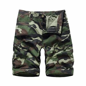 LY4U Mens Cargo Shorts Casual Cotton Combat Shorts with Multi Pockets