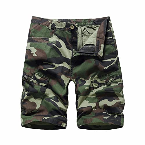LY4U Mens Cargo Shorts Casual Cotton Combat Shorts with Multi Pockets