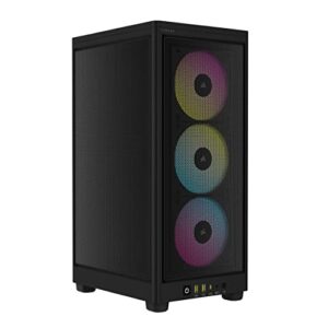 Corsair iCUE 2000D RGB AIRFLOW Mini-ITX PC Case - Mini-ITX Form-Factor - Steel Mesh Panels - Three-Slot GPU Support - 3x AF120 RGB SLIM Fans Included - iCUE Lighting Node CORE Controller - Black